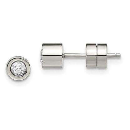 Chisel CZ April Birthstone Post Earrings Stainless Steel Polished