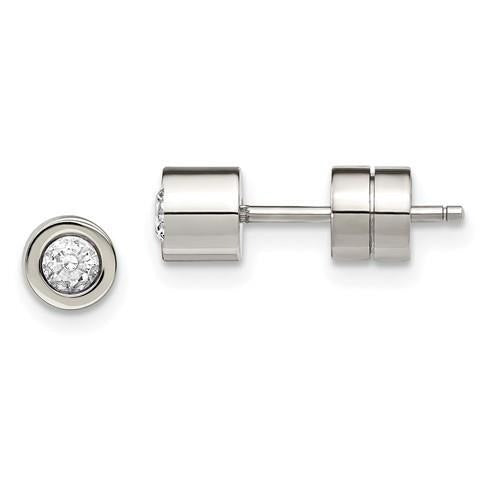 Chisel CZ April Birthstone Post Earrings Stainless Steel Polished