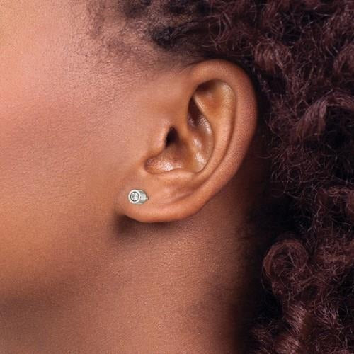 Chisel CZ April Birthstone Post Earrings Stainless Steel Polished