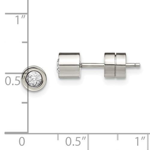Chisel CZ April Birthstone Post Earrings Stainless Steel Polished
