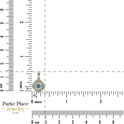 14k White Gold 1/5ctw Blue & White Diamond Pendant With 14k Gold 18" Chain Necklace 2.3g
