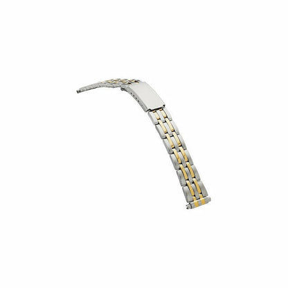 Ladies Two-Tone Stainless Spring-End Adjustable Link Watch Band 12-16mm