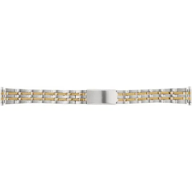 Ladies Two-Tone Stainless Spring-End Adjustable Link Watch Band 12-16mm