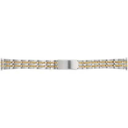Ladies Two-Tone Stainless Spring-End Adjustable Link Watch Band 12-16mm