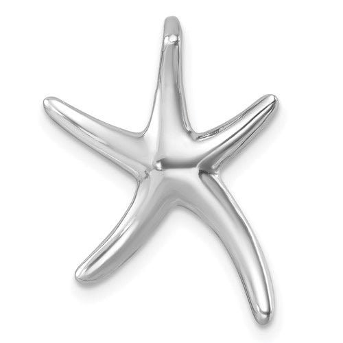 Sterling Silver Rhodium-Plated Sea Star Chain Slide Pendant