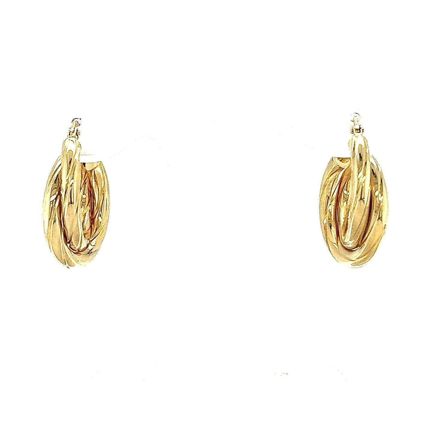 14K Yellow Gold Hoop Earrings Twisted Rope Design Lightweight 2.5g