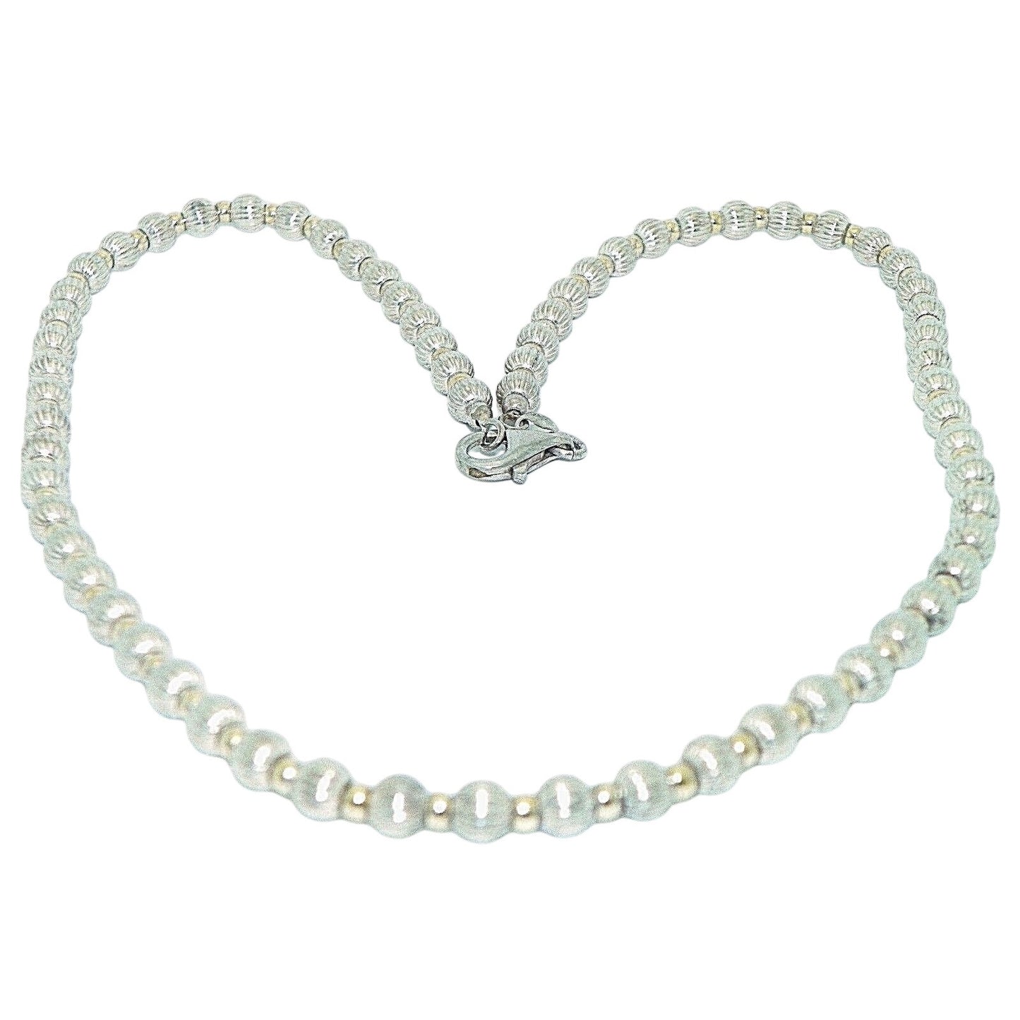 Sterling Silver Beaded Necklace Bead 18" 5.08mm Width