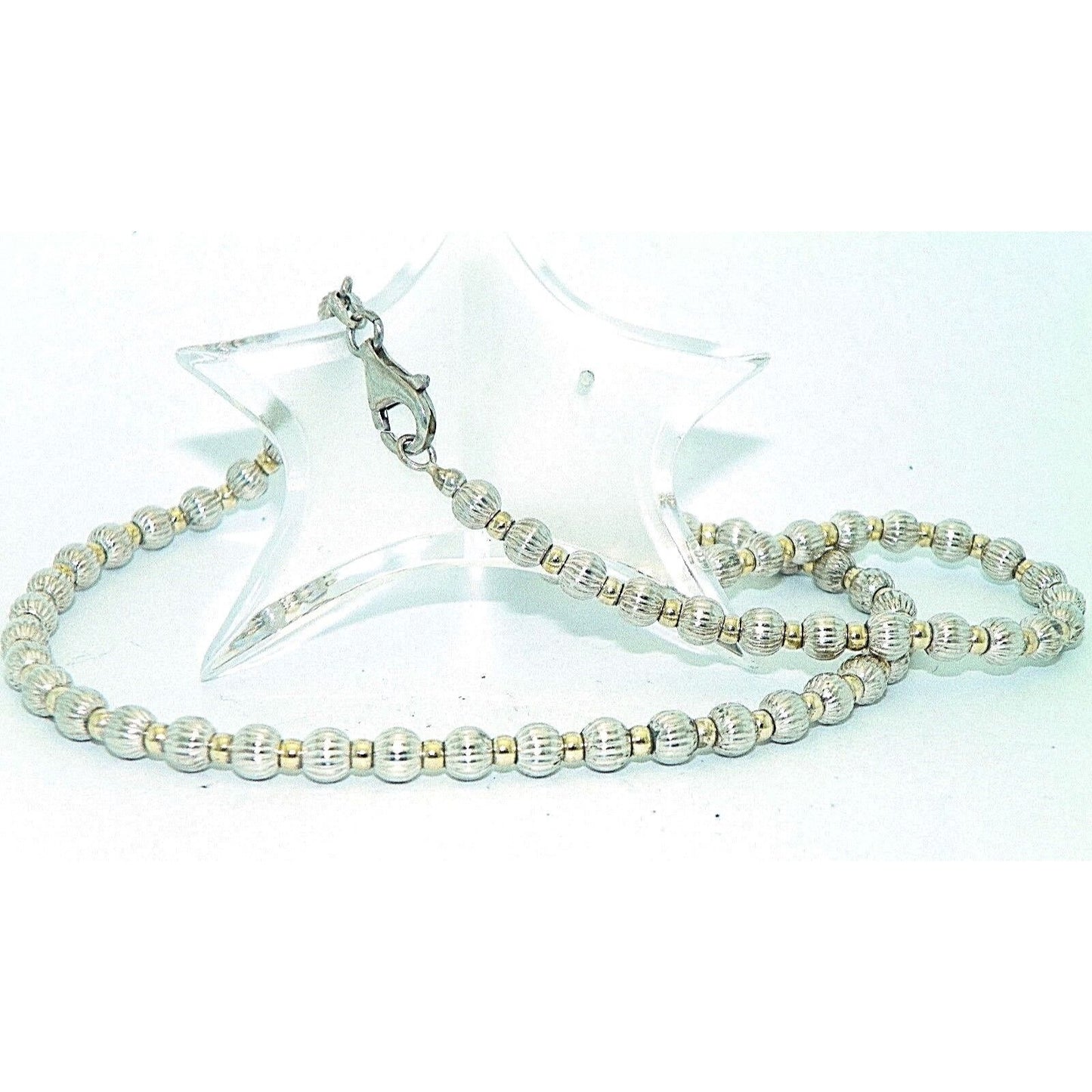 Sterling Silver Beaded Necklace Bead 18" 5.08mm Width
