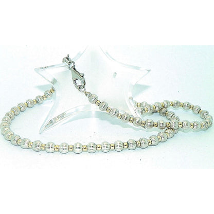 Sterling Silver Beaded Necklace Bead 18" 5.08mm Width