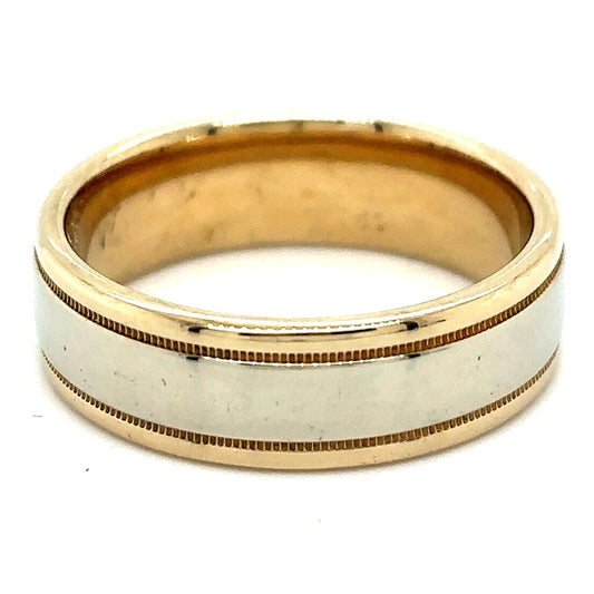 5.8mm 14k Two-Tone Gold Wedding Band Ring 6.0g Size 6