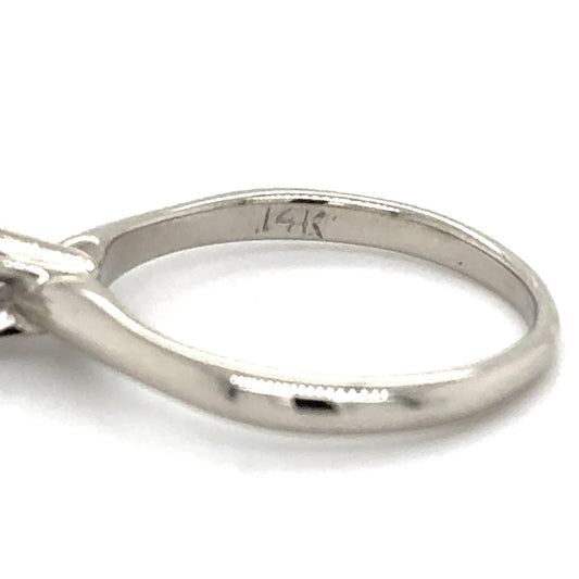 14K White Gold Diamond Solitaire Engagement Ring  .40ctw Size 4.75
