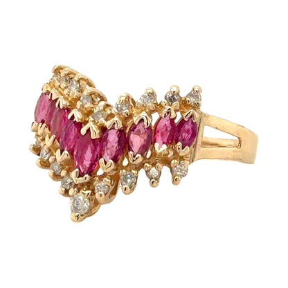 1/2ctw Ruby & Diamond 14k Yellow Gold Ring 3.7g Size 6.25