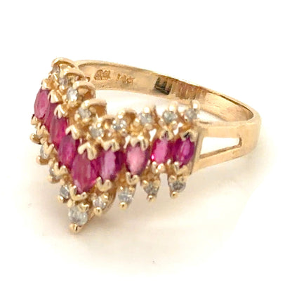 1/2ctw Ruby & Diamond 14k Yellow Gold Ring 3.7g Size 6.25