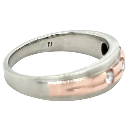 10k Two-Tone White & Rose Gold 1/7ctw Diamond Size 10 Ring 4.7g
