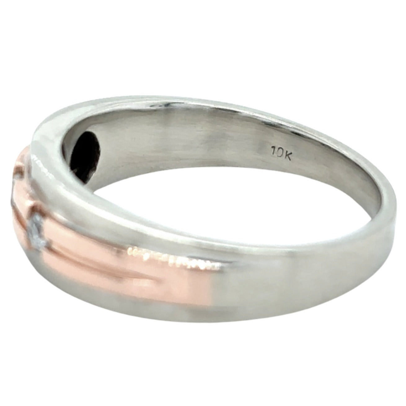 10k Two-Tone White & Rose Gold 1/7ctw Diamond Size 10 Ring 4.7g