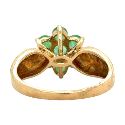 Emerald Flower 14k Yellow Gold Ring 4.4g Size 7.75