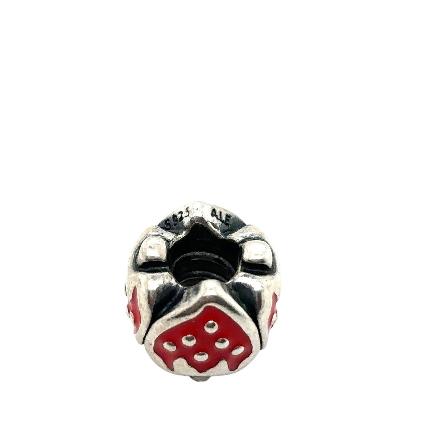 Pandora Sterling Silver & Red Enamel Charm Bead Set Hearts Mom Message Strawberry Design