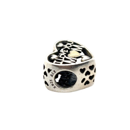 Pandora Sterling Silver & Red Enamel Charm Bead Set Hearts Mom Message Strawberry Design