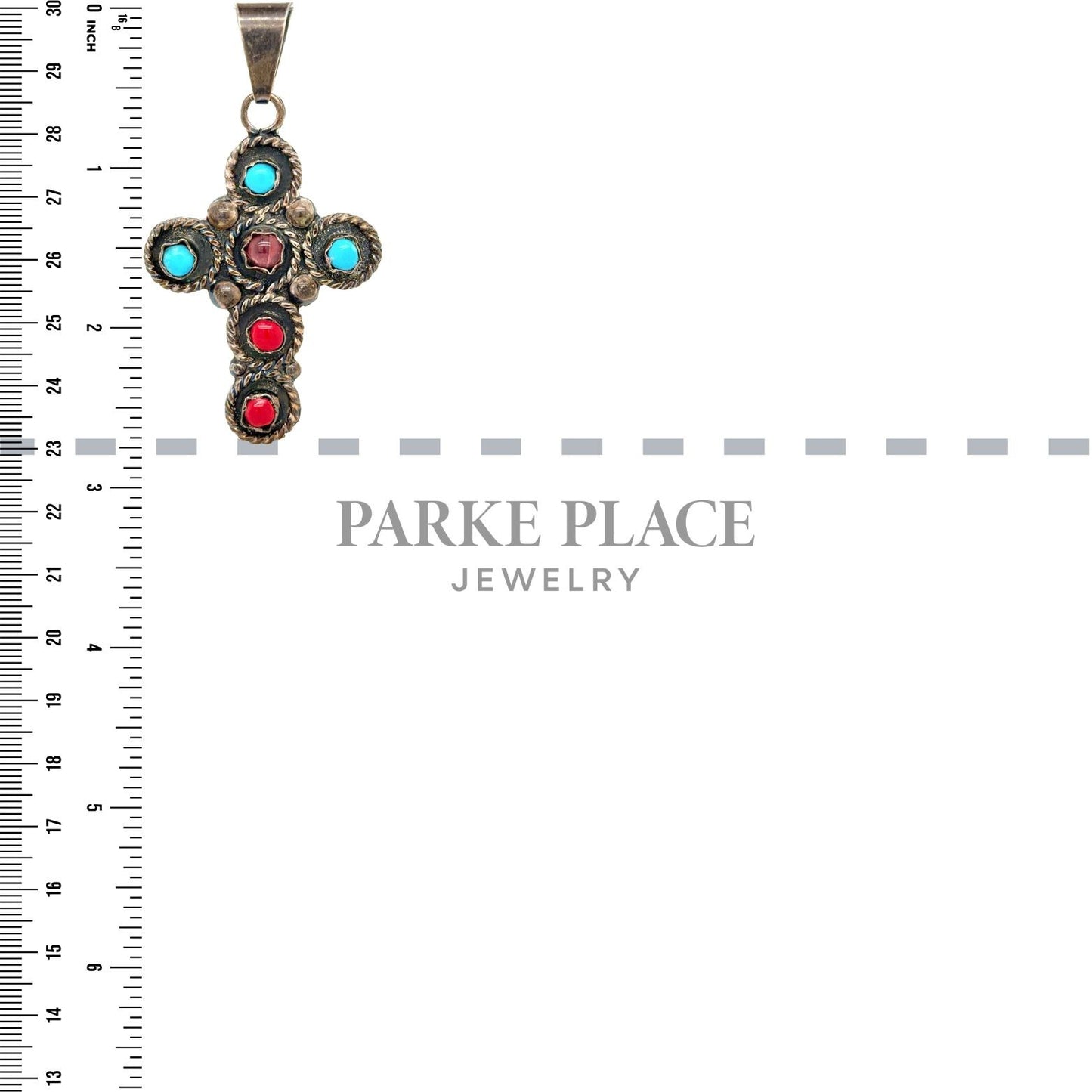 Vintage Handmade Amethyst, Turquoise, & Red Howlite Sterling Silver Cross Pendant 14.1g