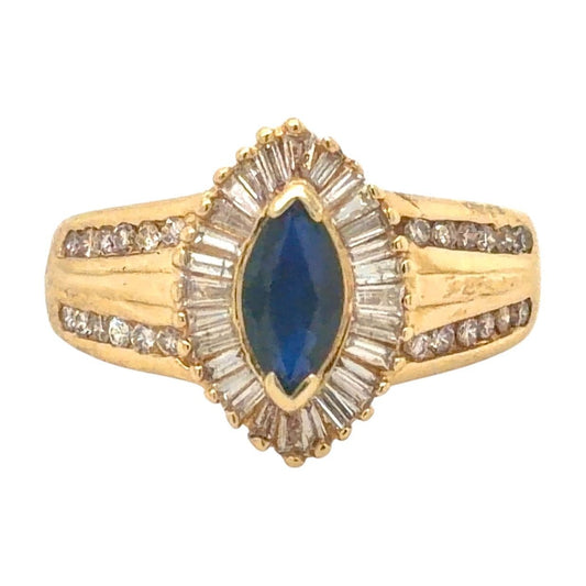 1.66ct Sapphire Solitaire & Diamond Ring REAL SOLID 14k Yellow Gold 5.9g Size 7