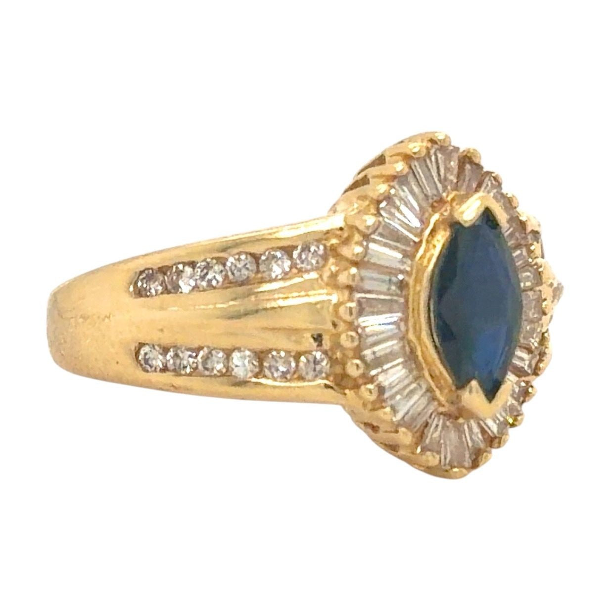 1.66ct Sapphire Solitaire & Diamond Ring REAL SOLID 14k Yellow Gold 5.9g Size 7