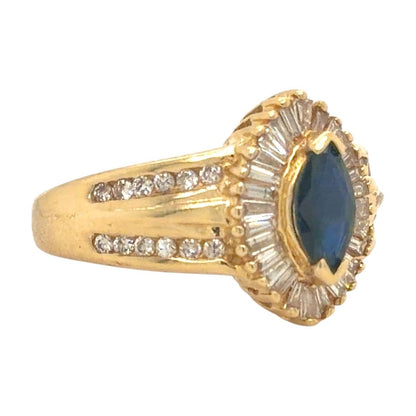 1.66ct Sapphire Solitaire & Diamond Ring REAL SOLID 14k Yellow Gold 5.9g Size 7
