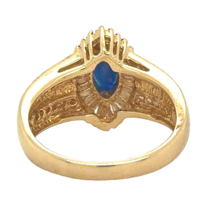 1.66ct Sapphire Solitaire & Diamond Ring REAL SOLID 14k Yellow Gold 5.9g Size 7