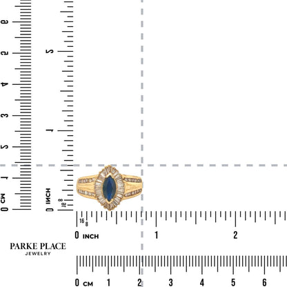 1.66ct Sapphire Solitaire & Diamond Ring REAL SOLID 14k Yellow Gold 5.9g Size 7