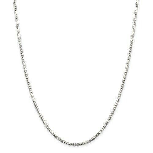 Sterling Silver Diamond-Cut Box Chain Necklace 20 Inch x 2mm 925