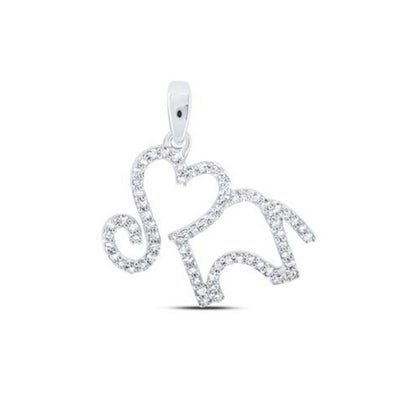 10K White Gold 1/5 ctw Diamond Elephant Heart Pendant