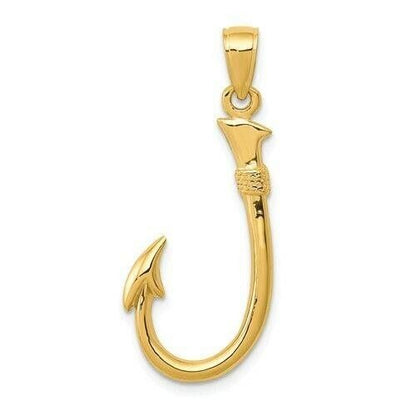 14K Yellow Gold Fish Hook Pendant