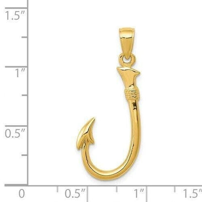 14K Yellow Gold Fish Hook Pendant