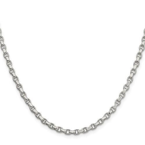 Sterling Silver 3.5mm Diamond-Cut Rolo Chain Necklace 20 Inch Length