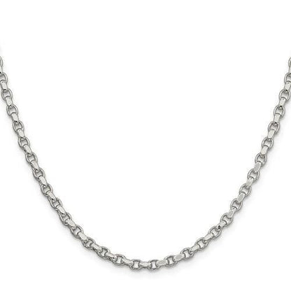 Sterling Silver 3.5mm Diamond-Cut Rolo Chain Necklace 20 Inch Length