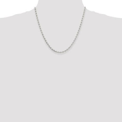 Sterling Silver 3.5mm Diamond-Cut Rolo Chain Necklace 20 Inch Length