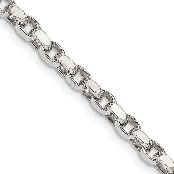 Sterling Silver 3.5mm Diamond-Cut Rolo Chain Necklace 20 Inch Length