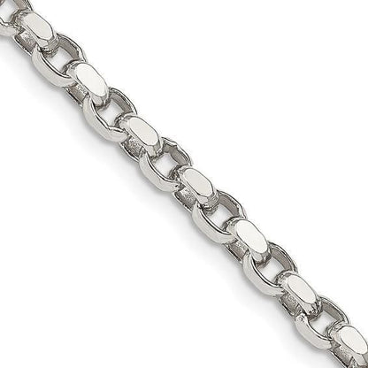 Sterling Silver 3.5mm Diamond-Cut Rolo Chain Necklace 20 Inch Length