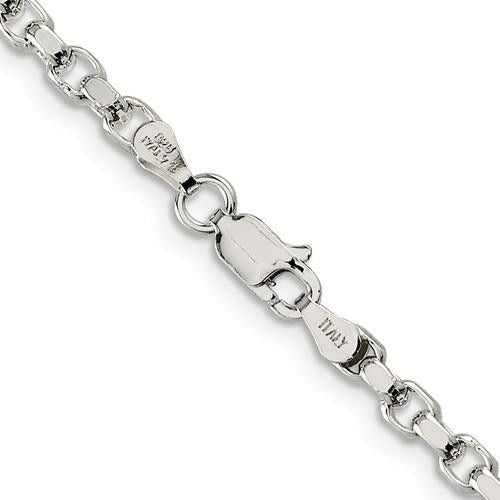 Sterling Silver 3.5mm Diamond-Cut Rolo Chain Necklace 20 Inch Length