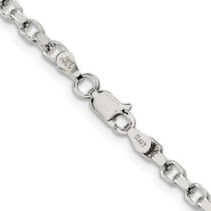 Sterling Silver 3.5mm Diamond-Cut Rolo Chain Necklace 20 Inch Length
