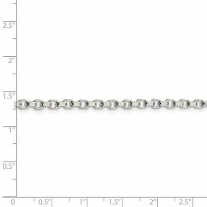 Sterling Silver 3.5mm Diamond-Cut Rolo Chain Necklace 20 Inch Length
