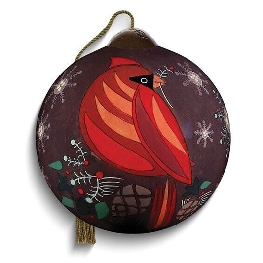 Ne'Qwa Art Seasons Greetings Cardinal by Amanda Shufflebotham Glass Ornament