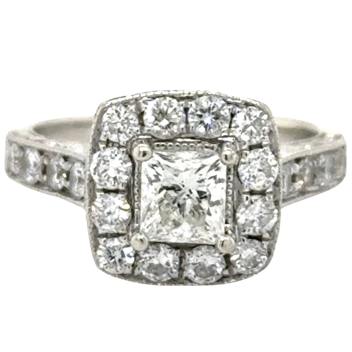 1ctw Diamond 14k White Gold Engagement Ring 4.8g Size 5.25