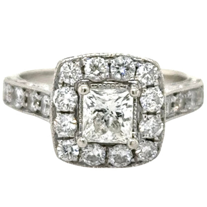 1ctw Diamond 14k White Gold Engagement Ring 4.8g Size 5.25