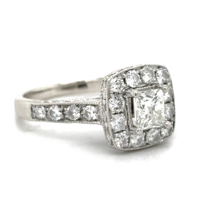 1ctw Diamond 14k White Gold Engagement Ring 4.8g Size 5.25