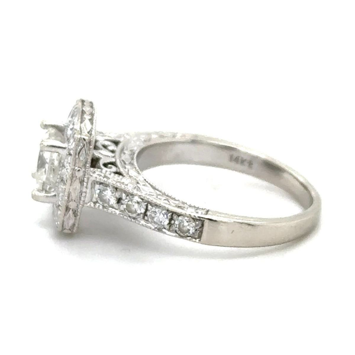 1ctw Diamond 14k White Gold Engagement Ring 4.8g Size 5.25