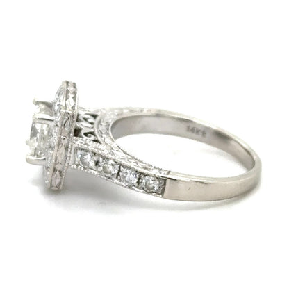 1ctw Diamond 14k White Gold Engagement Ring 4.8g Size 5.25