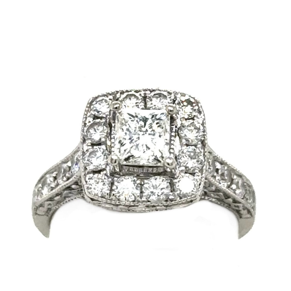1ctw Diamond 14k White Gold Engagement Ring 4.8g Size 5.25