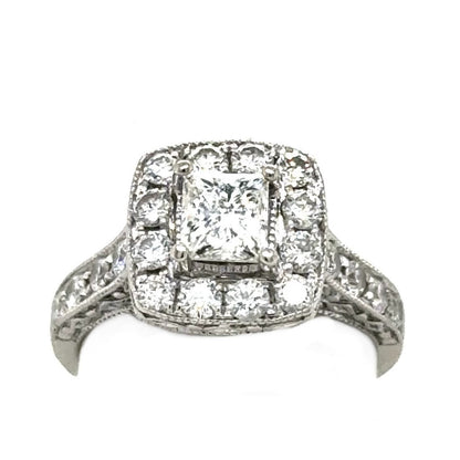 1ctw Diamond 14k White Gold Engagement Ring 4.8g Size 5.25