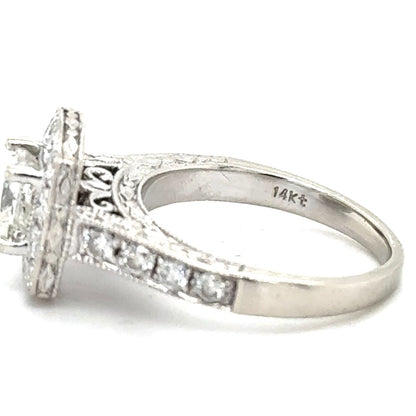 1ctw Diamond 14k White Gold Engagement Ring 4.8g Size 5.25