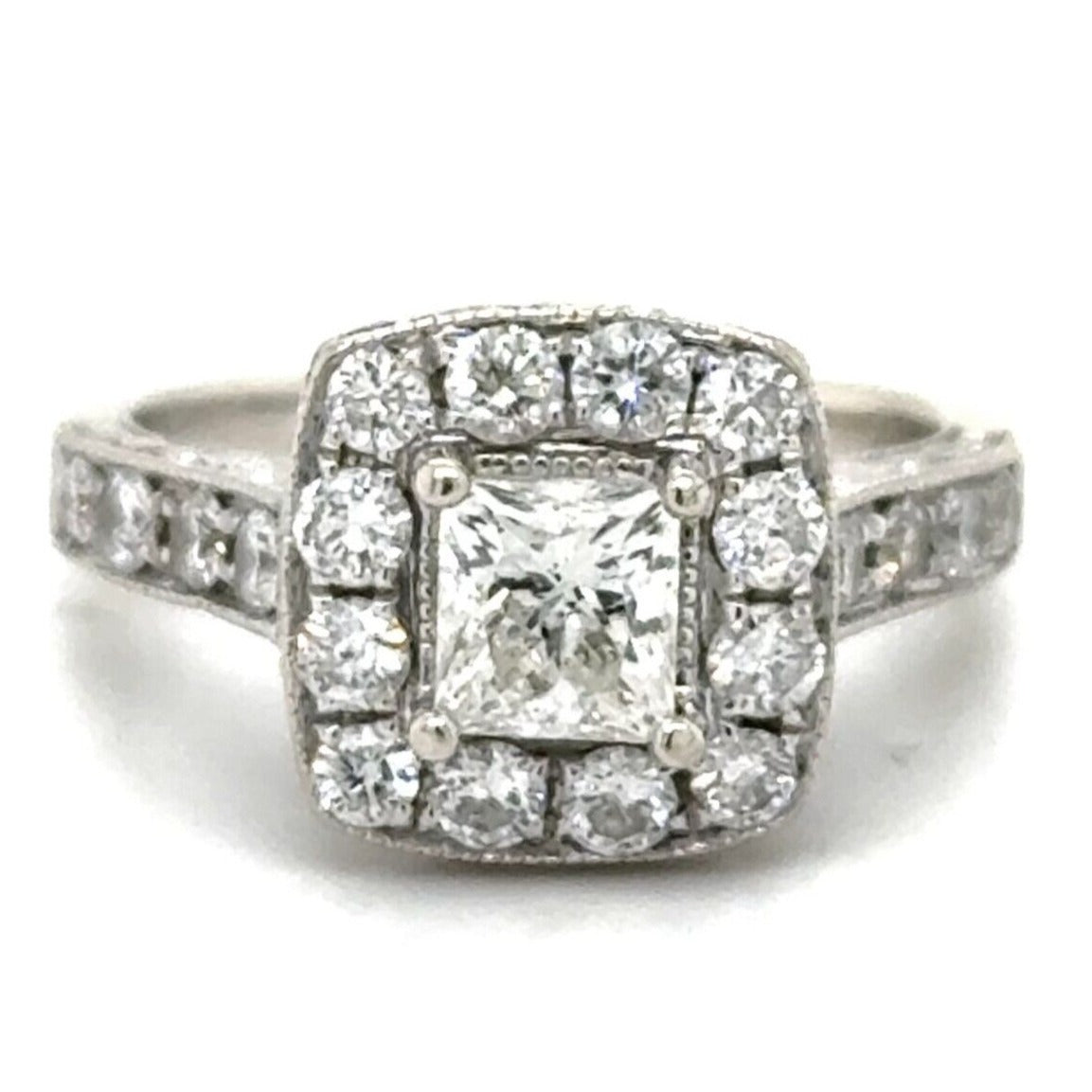 1ctw Diamond 14k White Gold Engagement Ring 4.8g Size 5.25
